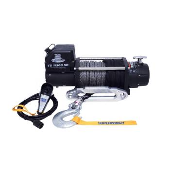 Superwinch - Superwinch Tiger Shark 11500 Winch - 11500 lb Capacity - Hawse Fairlead - 12 ft Remote - 3/8 in x 80 ft Synthetic Rope - 12V