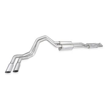 Stainless Works - Stainless Works Legend Cat-Back Exhaust System - 2-1/2 in Diameter - Dual Passenger Side Exit - Dual 4 in Polished Tips - Ford Fullsize Truck 2020-21