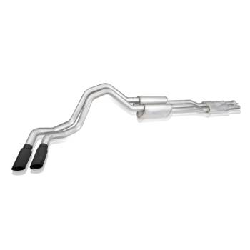 Stainless Works - Stainless Works Legend Cat-Back Exhaust System - 2-1/2 in Diameter - Dual Passenger Side Exit - Dual 4 in Black Tips - Ford Fullsize Truck 2020-21