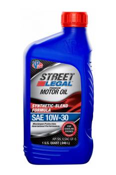 VP Racing Fuels - VP Racing Street Legal 10W30 Semi-Synthetic Motor Oil - 1 Quart Bottle (Set of 12)