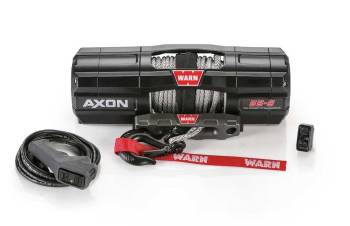Warn - Warn Axon 55-S Winch - 5500 lb Capacity - Hawse Fairlead - 12 ft Remote - 1/4 in x 50 ft Synthetic Rope - 12V
