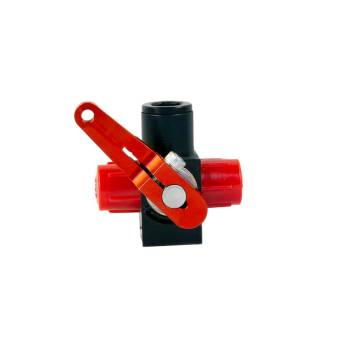 Waterman Racing Components - Waterman Fuel Shutoff Valve - Manual - Dash Mount - 6 AN Male Inlet - 6 AN Male Outlet - Black/Red