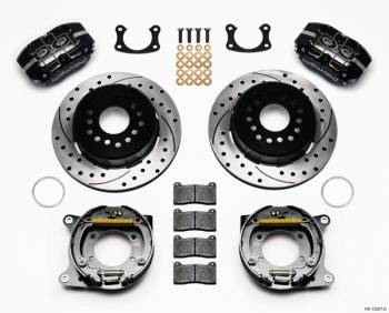 Wilwood Engineering - Wilwood Dynapro Dust Boot Rear Brake System - 4 Piston Caliper - 12.19 in Drilled/Slotted Iron Rotor - Black - Big Ford