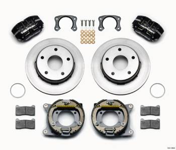 Wilwood Engineering - Wilwood Dynapro Lug Mount Rear Brake System - 4 Piston Caliper - 12.19 in OD x 0.81 in Thick Rotor - 2.38 in Offset - Black - Ford Compact SUV 1976-77