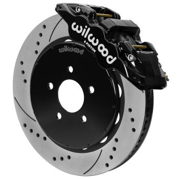 Wilwood Engineering - Wilwood AERO6 Big Brake Front Brake System - 6 Piston Caliper - 14.00 in Drilled/Slotted Iron Rotor - Offset - Black - Ford Mustang 1994-2004