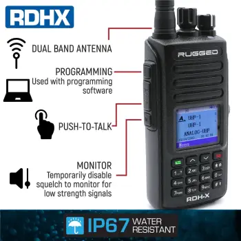 Rugged Radios - Rugged RDH-X Waterproof Business Band Handheld - Digital and Analog