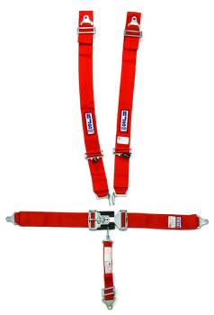 RJS Racing Equipment - RJS 5-Point Restraint System - Individual Shoulder Harness - Bolt-In Mount - 2" Anti-Sub - Red