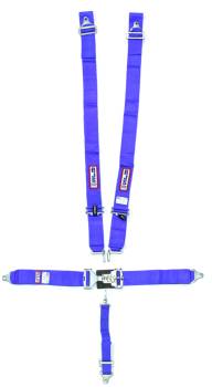 RJS Racing Equipment - RJS 5-Point Restraint System - Individual Shoulder Harness - Wrap Around Mount Shoulder Harness (Only) - Lap Belts Bolt-In Mount - 2" Anti-Sub - Blue