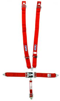 RJS Racing Equipment - RJS 5-Point Restraint System - Individual Shoulder Harness - Wrap Around Mount Shoulder Harness (Only) - Bolt-In Seat Belt - 2" Anti-Sub - Red