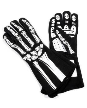 RJS Racing Equipment - RJS Single Layer Skeleton Gloves - White - Medium