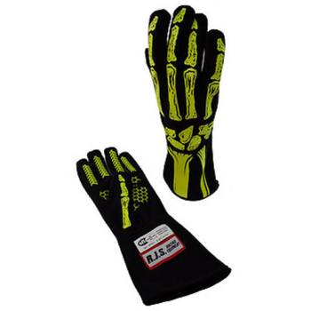 RJS Racing Equipment - RJS Single Layer Skeleton Gloves - Yellow - X-Large