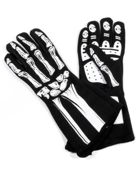 RJS Racing Equipment - RJS Single Layer Skeleton Gloves - White - X-Small
