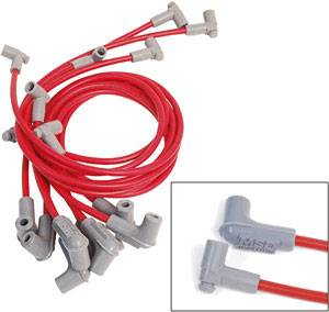 MSD - MSD Race Tailored Super Conductor Spark Plug Wire Set - (Red) - Fits All SB Chevy w/ Low Profile Distributor (#MSD84697/84997/8558) w/ Wires Below Headers, Exhaust Manifold - 90 Distributor Boots & Terminals