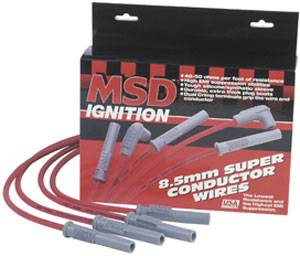 MSD - MSD Super Conductor Spark Plug Wire - 8.5mm - Red - 90 Boots - Chevy - SB - V8