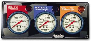 QuickCar Racing Products - QuickCar 3 Gauge Panel w/ Auto Meter Lite Nite Gauges - OP/WT/FP
