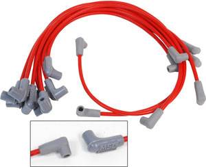 MSD - MSD 8.5mm Super Conductor Spark Plug Wire Set - Under Header - HEI Style - Spiral Core - 8.5mm - Red - 90 Plug Boot - SB Chevy - V8
