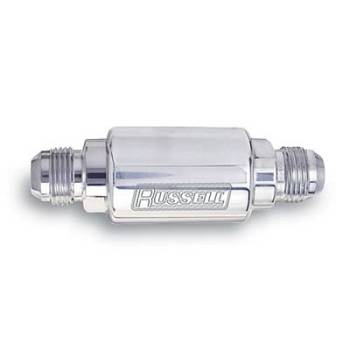 Russell Performance Products - Russell Competition Fuel Filter - 3-1/4" Diameter, -08 AN In to 3/8"NPT Out - Polished
