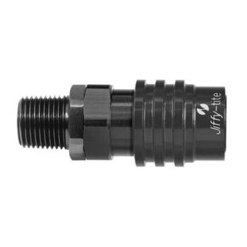 Jiffy-tite - Jiffy-tite 5000 Series Quick-Connect Male 1/2" NPT -8 AN Socket Fitting - Valved - Fluorocarbon Seal - Stealth Black Finish