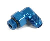 AN O-Ring Port Fittings and Adapters - 90° Male AN O-Ring Port to Male Flare Adapters - Earl's Performance Plumbing - Earl's 90-12 AN Male To 1 1/16"-12 Swivel