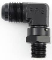 Fragola 90 -10 AN Male to 3/8" NPT Male Swivel Adapter - Black
