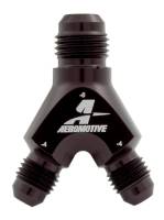 Y Block - Male AN Flare Y-Block Adapters - Aeromotive - Aeromotive Y-Block Fitting - 6 AN to 2 x -4 AN