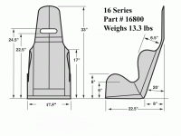 Kirkey Racing Fabrication - Kirkey 16 Series Economy Drag Seat - 17.5" - Image 3