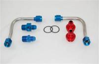 AED HOLLEY CARBURETOR POLISHED STAINLESS FUEL LINE KIT 650 750 DOUBLE PUMP BLUE