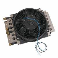 Oil and Fluid Coolers - Fluid Cooler and Fan Kits - Derale Performance - Derale Dual Circuit Oil Cooler w/ Fan 8 AN 4 & 4 Pass