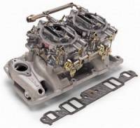 Edelbrock - Edelbrock RPM Air-Gap Dual-Quad Intake Manifold / Carburetor Kit - Cast Finish - Image 1