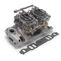 Edelbrock - Edelbrock RPM Air-Gap Dual-Quad Intake Manifold / Carburetor Kit - Cast Finish - Image 2