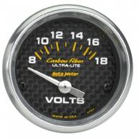 Auto Meter Carbon Fiber Voltmeter Gauge - 2-1/16" - 8-18 Volts