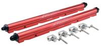 FAST - Fuel Air Spark Technology - F.A.S.T LSX Fuel Rail Kit 8 AN Female O-Ring Inlets/Outlets Aluminum Red Anodize - Brackets/Fittings Included
