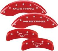 Brake Systems And Components - Disc Brake Caliper Covers - MGP Caliper Covers - Mgp Caliper Cover Mustang Pony Logo Brake Caliper Cover Aluminum Red Ford Mustang 1994-2004 - Set of 4