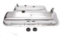 Racing Power OEM Valve Covers Stock Height Breather Holes Steel - Chrome - Big Block Chevy - Pair