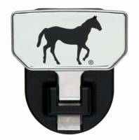 Carr HD Universal Hitch Step 2" Receiver Fold-Away Embossed Horse - Aluminum
