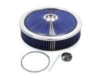 Air Cleaner Assemblies - Round Air Cleaner Assemblies - Edelbrock - Edelbrock Pro-Flo Air Cleaner Assembly 14" Round 3" Tall 5-1/8" Carb Flange - Blue Cotton