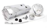 Racing Power Tall Valve Covers/Breather/Dipstick/Grommets/Timing Cover/Timing Tab Engine Dress Up Kit Steel Chrome Small Block Chevy - Kit