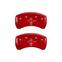 Brake Systems And Components - Disc Brake Caliper Covers - MGP Caliper Covers - Mgp Caliper Cover Mustang Logo Front Brake Caliper Cover Mustang Pony Logo Rear Aluminum Red - Ford Mustang 2005-10