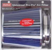 Air Cleaners and Intakes - Air Filter Elements - Edelbrock - Edelbrock Pro-Flo Air Filter Element Conical 6" Base - 4-3/4" Top Diameter - 6-3/4" Tall - Chrome/Blue