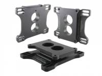 Wilson Manifolds 1" Thick Carburetor Adapter 2 Hole Holley 2 Barrel to Square Bore Aluminum - Black Anodize