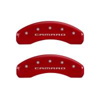 Brake Systems And Components - Disc Brake Caliper Covers - MGP Caliper Covers - Mgp Caliper Cover Camaro Script Logo Brake Caliper Cover Aluminum Red Chevy Camaro 2010-15 - Set of 4
