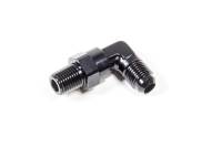 Triple X Adapter Fitting 90 Degree 6 AN Male to 1/4" NPT Male Swivel Aluminum - Black Anodize