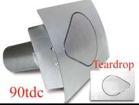 Hagan Street Rod Necessities 4-3/4 x 3-1/2" Teardrop Door Fuel Door 90 Degree Filler Spout Curved Surface Steel - Natural
