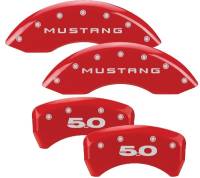 Brake Systems And Components - Disc Brake Caliper Covers - MGP Caliper Covers - Mgp Caliper Cover 5.0 Logo Brake Caliper Cover Aluminum Red Ford Mustang 2011-14 - Set of 4