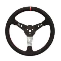 Longacre Pro Aluminum Suede Dished Steering Wheel - 15" Black