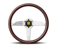 Street Performance / Tuner Steering Wheels - Momo Steering Wheels - Momo - Momo Grand Prix Steering Wheel - 350mm - Mahogany Wood / Brushed Aluminum Spokes