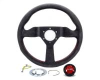 Street Performance / Tuner Steering Wheels - Momo Steering Wheels - Momo - Momo Montecarlo Alcantara Steering Wheel - 320mm - Black Leather / Red Stitching