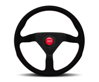 Steering Wheels and Components - Street Performance / Tuner Steering Wheels - Momo - Momo Montecarlo Alcantara Steering Wheel - 350mm - Black Leather / Red Stitching