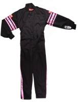 RaceQuip Pro-1 Single Layer Youth Racing Suit - Black/Pink Trim - Youth Medium