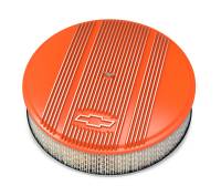 Air & Fuel System - Holley - Holley 14" x 3" Air Cleaner Kit Holley GM Finned "Bowtie" Fact. Orange Finish w/Paper Filter